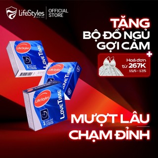 Combo 3 hộp Bao cao su kéo dài thời gian quan hệ LifeStyles Love Time nhiều gel - Hộp 3 bao
