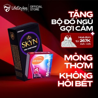 Combo Vừa Mỏng Vừa Thơm - Bao cao su Skyn Elite Non-latex 10 bao + 1 Bao cao su LifeStyles Mixed Berry 3 bao