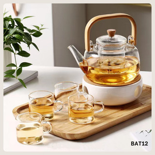 Bộ ấm trà thủy tinh chịu nhiệt 1000ml - BAT12