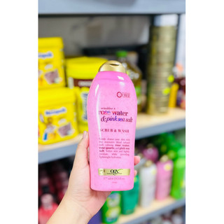 Sữa tắm tẩy da chết ogx scrub & wash rose water 577ml