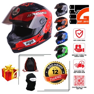 [TẶNGTÚIĐỰNG + KHĂNTRÙM + BH12THÁNG] Nón bảo hiểm Fullface AGU tem Racing Energy A138