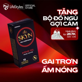Bao cao su gai trơn Skyn Intense Feeling - Non-latex không mùi cao su - Hộp 10 bao