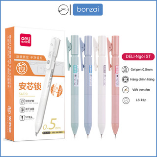 Bút Gel SA170 bấm nút tự khoá màu pastel mực đen đầu ngòi ST viết trơn êm.