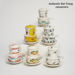 Bộ phin pha cà phê OANH GIA AUTHENTIC BAT TRANG - Gốm sứ cao cấp, sản phẩm vẽ tay thủ công 100%