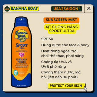 Xịt chống nắng Banana Boat Sport Ultra SPF 50  100 Sunscreen Spray USA2SAIGON