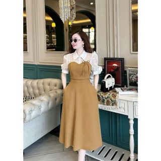 Váy xòe cổ yếm phối tơ