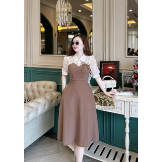 Váy xòe cổ yếm phối tơ