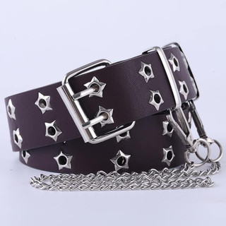 Belt - thắt lưng 2 lỗ tán đinh hình ngôi sao kèm chain