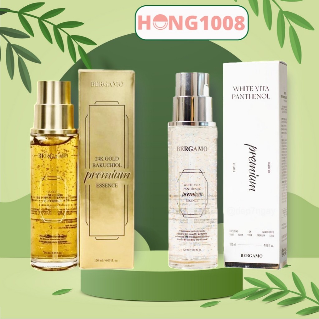 Tinh Chất Vàng Bergamo 120ml 24k Gold Bakuchiol Premium Essence hỗ trợ Dưỡng trắng, dưỡng ẩm shop Hong1008