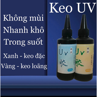 Keo uv xanh vàng không mùi, nhanh khô, siêu trong