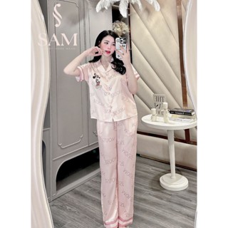 Bộ Lụa SAM Pijama Luxury tay ngắn quần dài họa tiết chuột Mose