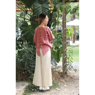 LAMLIY - Áo tay lồng đèn xẻ nút sau linen