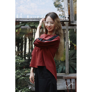 LAMLIY - Áo tay lồng đèn xẻ nút sau linen