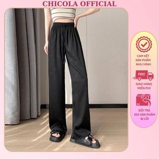 Quần lụa ống rộng dáng suông chữ min nữ chicola official quần vải chất liệu lụa hàn cao cấp