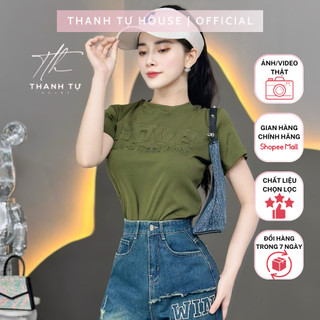 A337 Áo Thun Nữ Thiết Kế Lửng Dáng Ôm In Nổi LOVE Tay Ngắn Cách Điệu - Thanh Tự