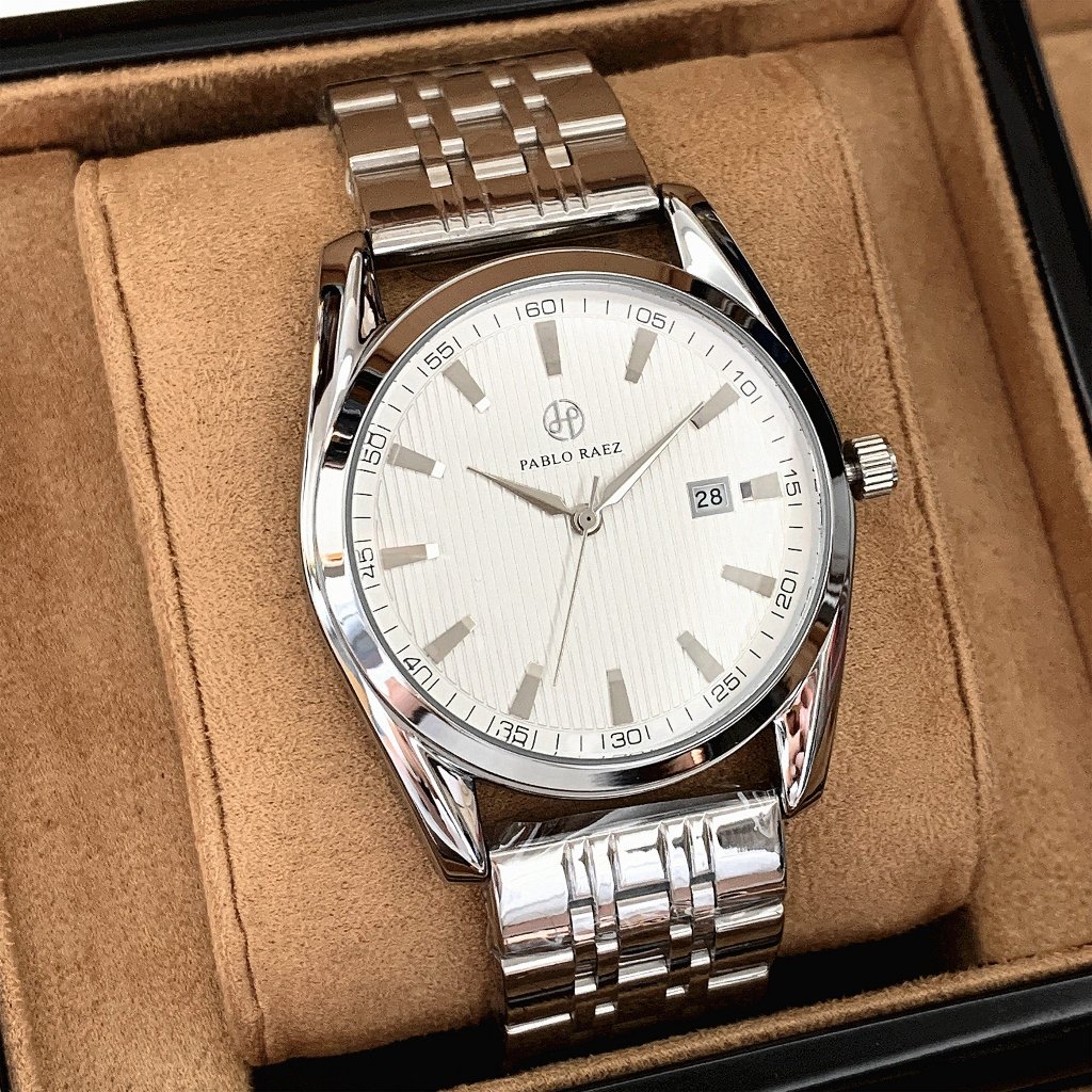 Đồng hồ nam dây thép PABLO RAEZ phong cách lịch sự cao cấp có lịch ngày chống nước 3ATM R301 CARIENT