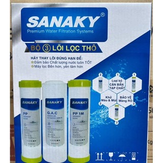 Bộ 3 Lõi Lọc Nước Thô SANAKY Chính Hãng dùng cho tất cả các máy lọc nước RO