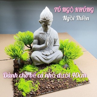 Mô hình tiểu cảnh trang trí bể cá cảnh, bể thủy sinh, bể bán cạn. Tiểu cảnh đã gắn liền với tượng Tô Ngộ Không