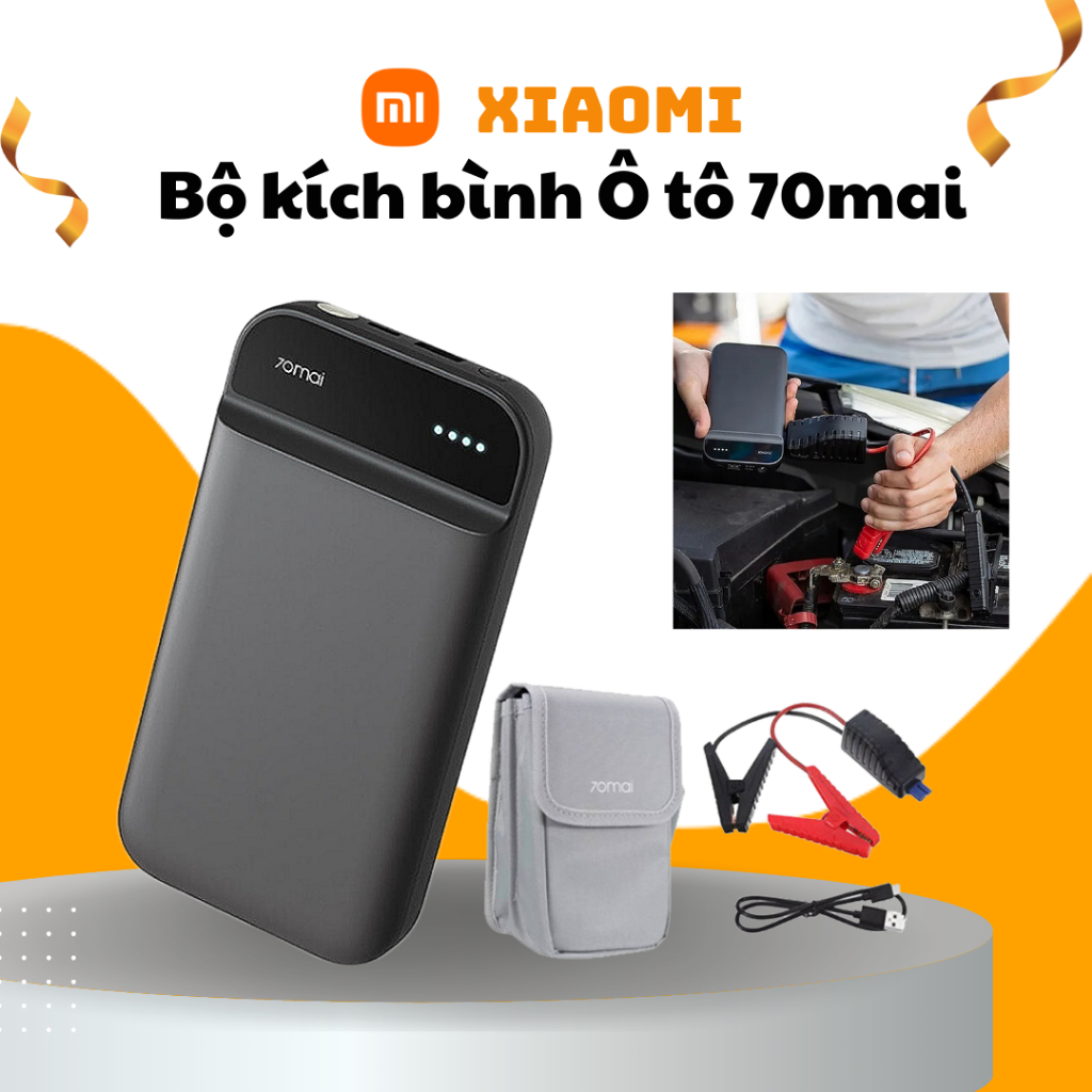 Bộ kích bình ắc quy ô tô Xiaomi 70mai MIDRIVE PS01, dung lượng pin 11000 mAh tích hợp sạc điện thoại và chiếu sáng