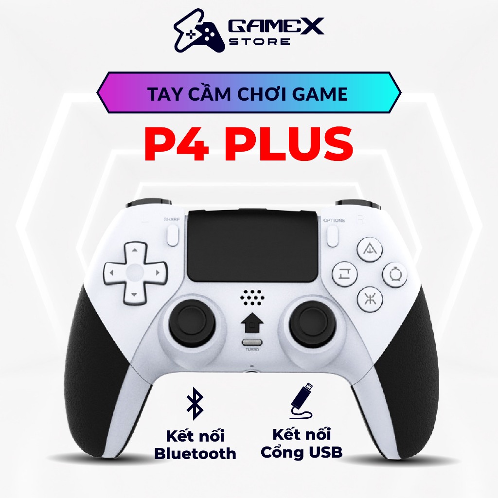 Tay Cầm Chơi Game P4 Plus Kết nối Bluetooth, Hỗ trợ PC/Laptop/Smartphone, tương thích game FO4/FIFA/