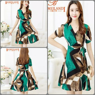 Đầm Hoạ Tiết Dây Thắt Eo