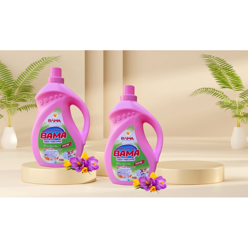 Nước Giặt Sinh Học BAMA X9 Độ Đậm Đặc và Lưu Hương Thơm Mát BAMA can màu hồng 3,6lit