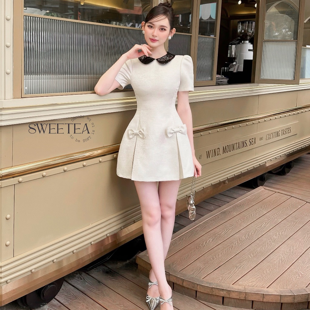 Váy dài liền thân chất tafta phối cổ điệu đà Aimee Dress - SWEETEA | BigBuy360 - bigbuy360.vn