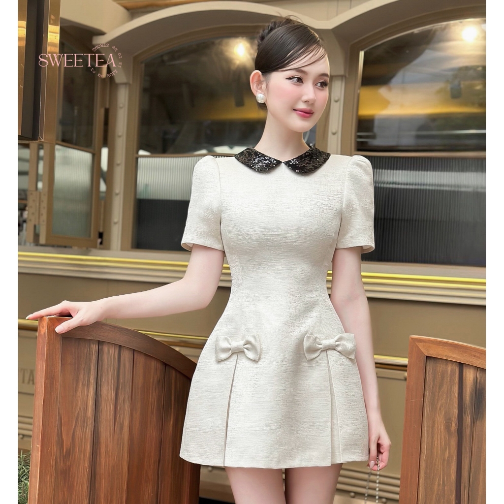 Váy dài liền thân chất tafta phối cổ điệu đà Aimee Dress - SWEETEA | BigBuy360 - bigbuy360.vn
