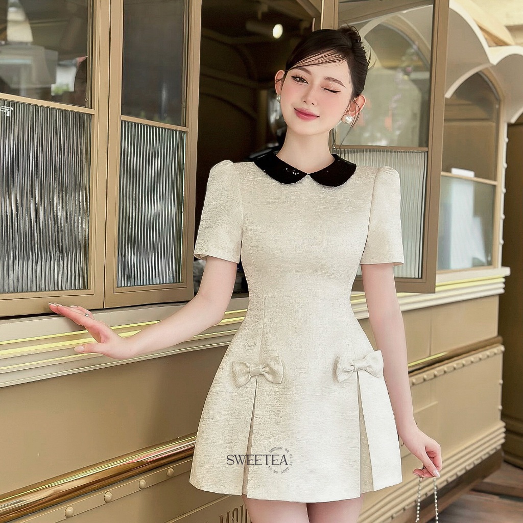 Váy dài liền thân chất tafta phối cổ điệu đà Aimee Dress - SWEETEA | BigBuy360 - bigbuy360.vn