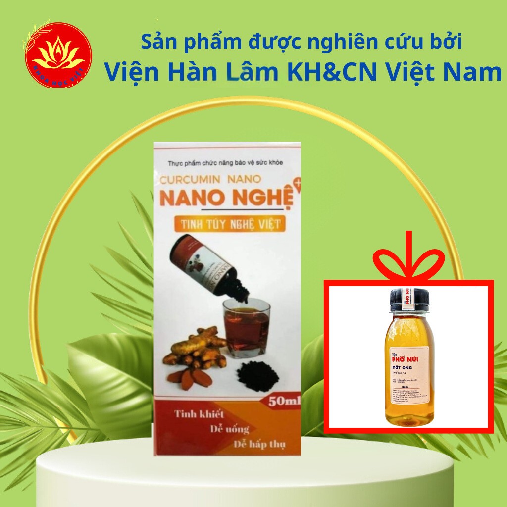 Curcumin nano Viện Hàn Lâm, nano nghệ tinh chất tiêu đen, tinh tuý nghệ Việt - lọ 50ml
