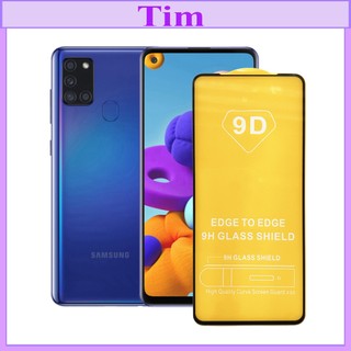 "Kính cường lực Samsung A21s " 9D Full màn hình, Ảnh thực shop tự chụp, tặng kèm bộ giấy lau kính TimShop