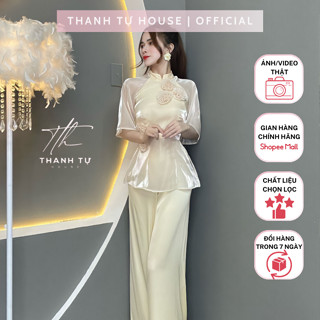 Bộ Pháp Phục Áo Tay Lửng Đính Hoa Phối Quần Lụa T746- Thanh Tự