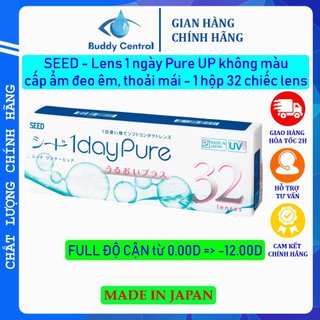 Lens Seed 1 ngày không màu 1day Pure moisture có độ cận (Hộp 32 chiếc lens) - Buddy Central