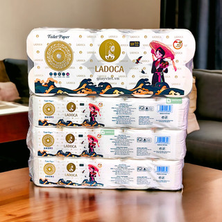 Giấy vệ sinh không lõi ladoca cao cấp 10 cuộn giấy 4 lớp nặng 1,5 kg dài 42m tan nhanh trong nước