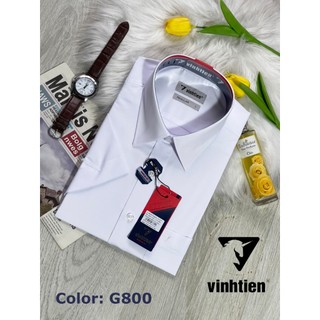 Áo sơ mi nam ngắn tay dáng suông vĩnh tiến trắng - 345