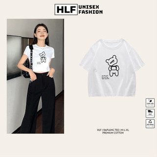 Áo croptop tay lỡ nữ gấu QQQ we are never, áo thun nữ HLFashion