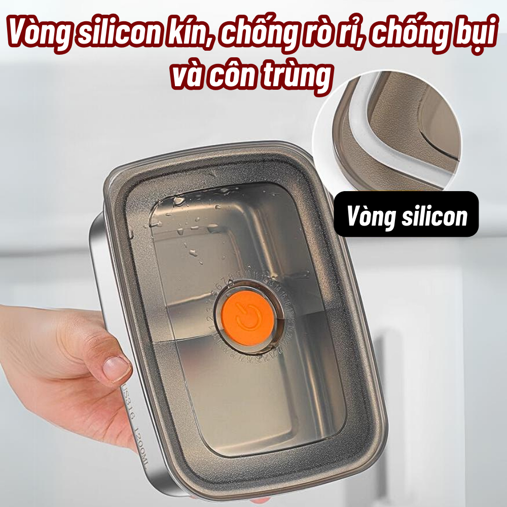 Hộp đựng thực phẩm bằng inox VAN CAM (U17), khay đựng đồ để tủ lạnh ngăn mùi có nắp đậy | BigBuy360 - bigbuy360.vn