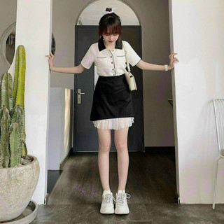 S004 - (40-60kg) Set áo + chân váy nữ Xinohy xinh sang chảnh vải Umi cao cấp
