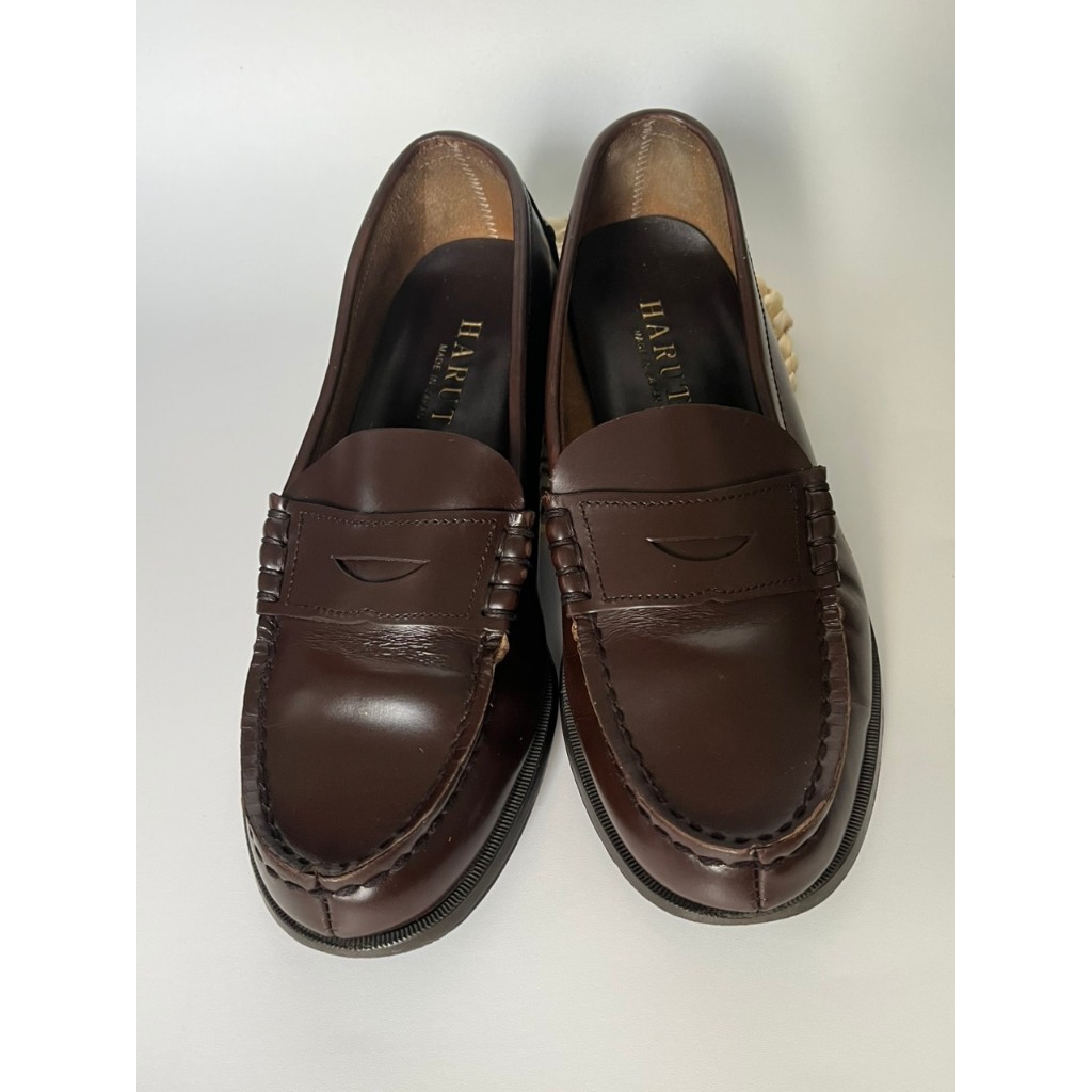 haruta loafer da bò nguyên miếng  màu nâu đậm 2hand , size 37