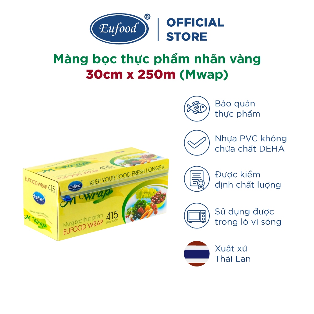 Màng bọc TP nhãn vàng (Mwap) 9µ x 30cm x 250m Hộp 415 - EUFOOD Việt Nam