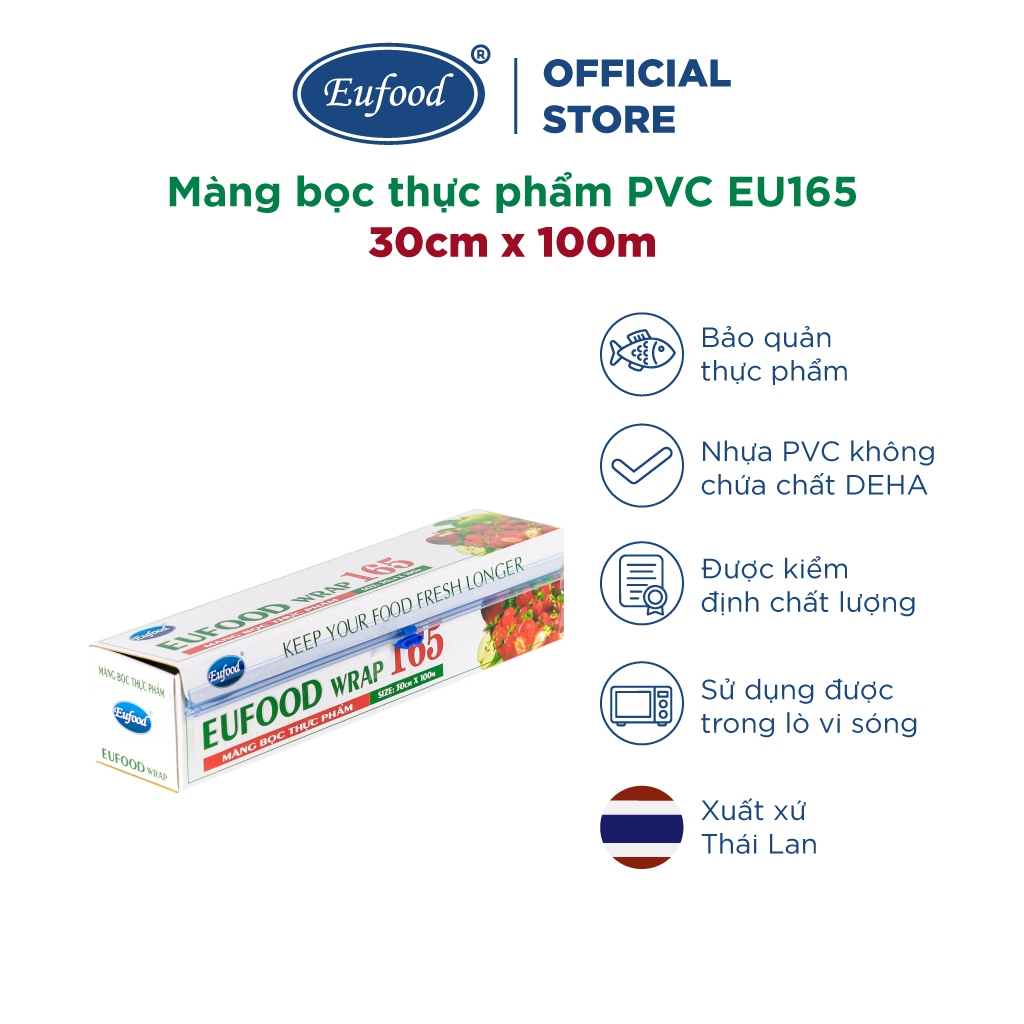 Màng bọc thực phẩm chịu nhiệt lò vi sóng EUFOOD PVC EU165 (30cm x 100m)