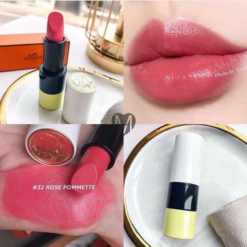[Pháp Bản giới hạn] Son Hermes 32 satin Rose Pommette Full box