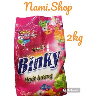 Túi Bột giặt Binky màu hồng 2kg siêu bọt ngát hương.