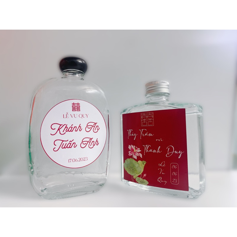 Combo tem dán chai nước trước sau, nhãn dán nước suối để bàn gia tiên đám cưới đám hỏi