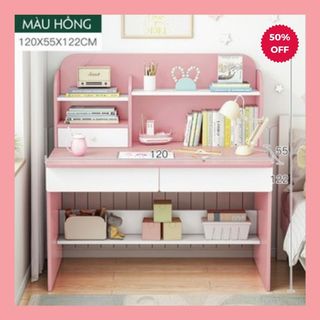Bàn học chống gù chống cận, có ngăn kéo, tủ nhiều ngăn. Bàn học trẻ em, kích thước 120*55*122cm.