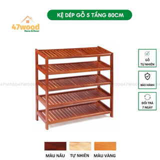 Kệ dép gỗ 5 tầng 80cm, gỗ cao su - KỆ ĐỂ GIÀY DÉP 5 TẦNG RỘNG 80CM