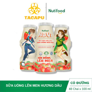  Lốc 6 hộp NuVi Sữa Chua Uống Lên Men Vị Cam  Dâu  Nguyên Vị Chai 100ml NUTIFOOD - TACAPU 