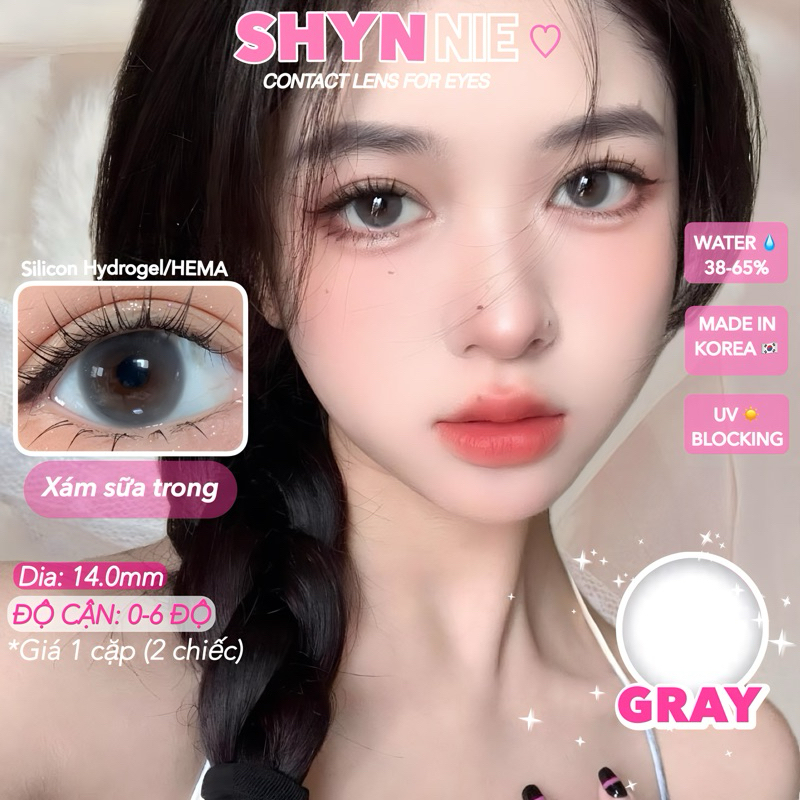 (𝐂𝐚̣̂𝐧 𝐭𝐮̛̀ 𝟎-𝟔 đ𝐨̣̂)✨Lens mắt xám sữa tự nhiên BEST SELLER hợp chụp kỉ yếu, makeup nhẹ nhàng - Lens Huế 🐰