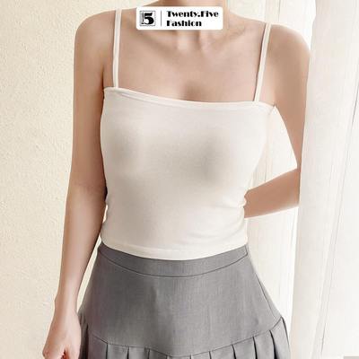 Áo hai dây nữ Twentyfive dáng ôm croptop không đệm mút thun tăm thấm hút co dãn TL12