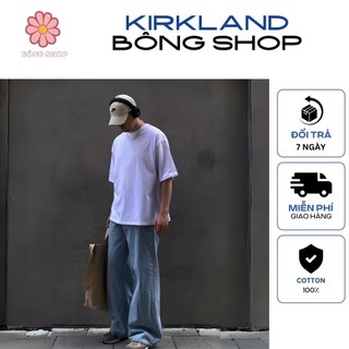 COMBO 02 Áo thun KIRKLAND Unisex Nam Nữ TRẮNG Trơn, Cổ Tròn, 100% Cotton, Oversize - BÔNG SHOP